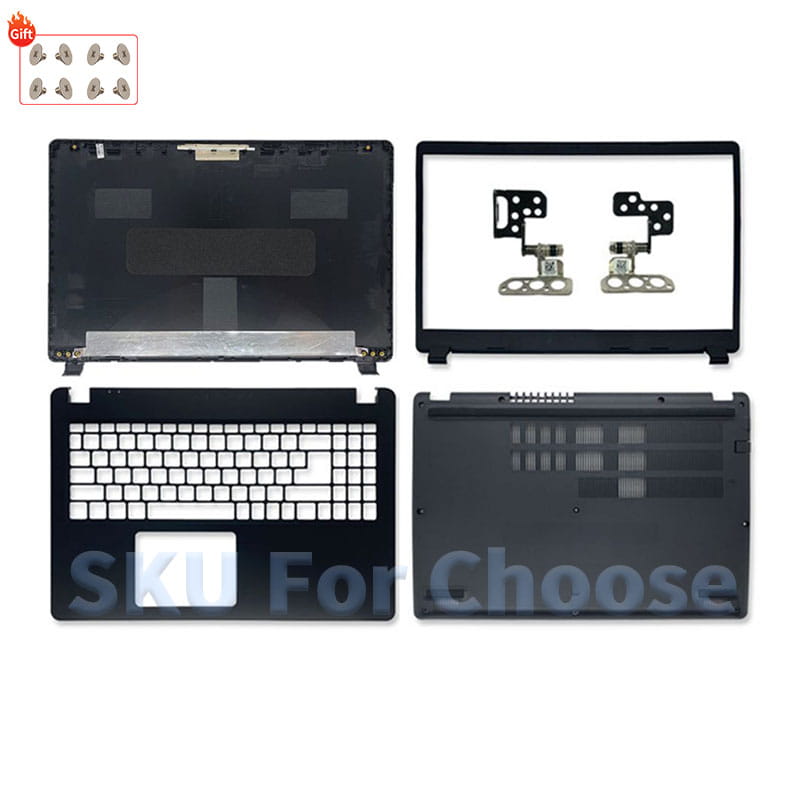 replacement housing case for acer aspire 3 n19c1 with black plastic casing, white keyboard, and silver hinges compatible with a315-42g a315-54 and a315-54k models
