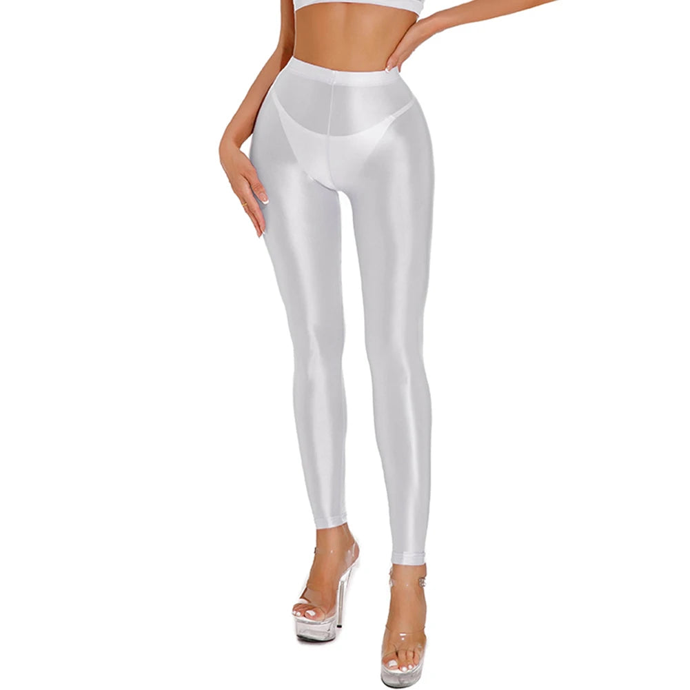 Comfy New Stylish Womens Pants Womens Trouser Yoga Pants Daily Dancing Disco Shiny Leggings Regular Satin Sheer Stretchy