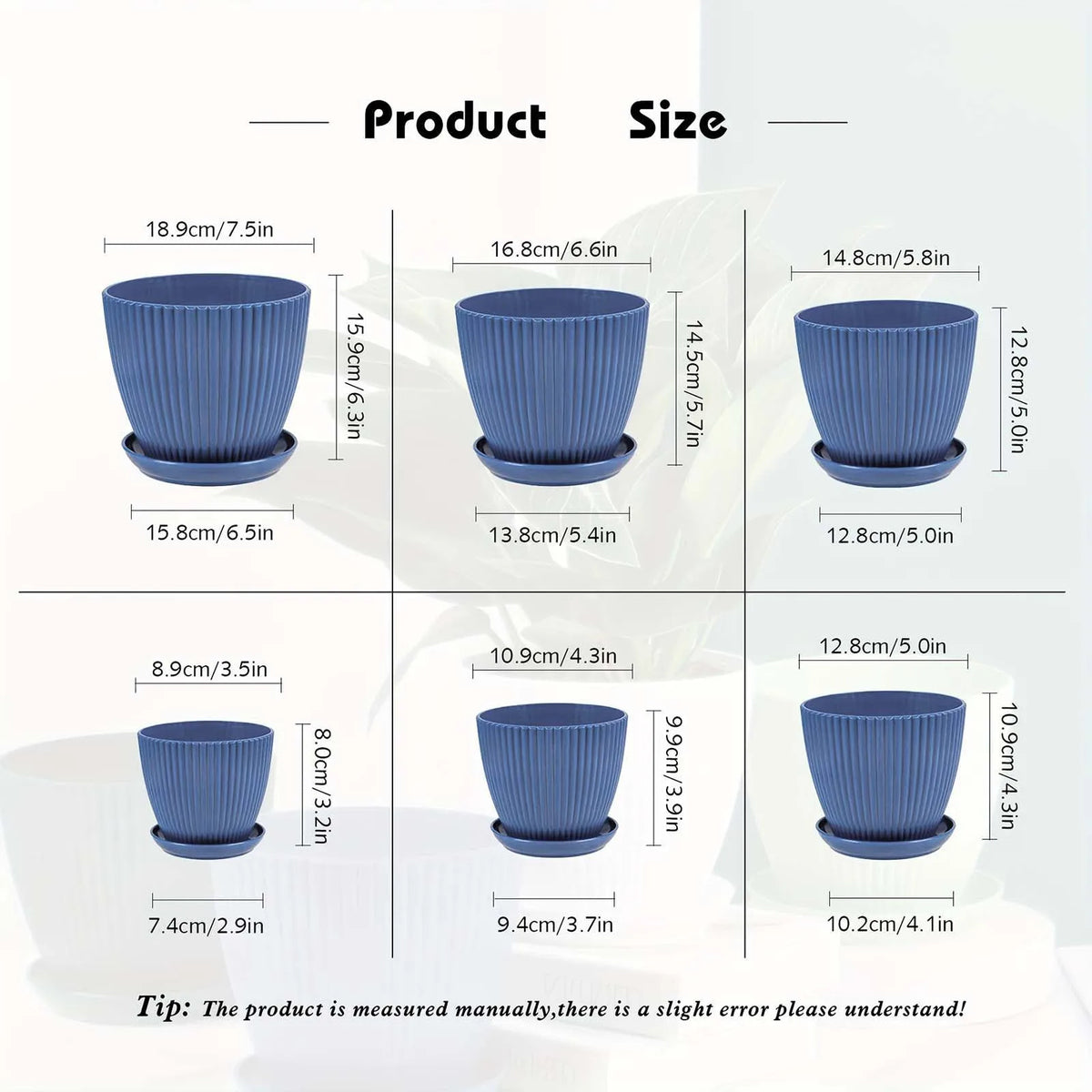 Vertical Striped Plant Pot Thickened Plastic Flower Pot Drainage Saucer Small Garden Planter Outdoor Balcony Plant Container