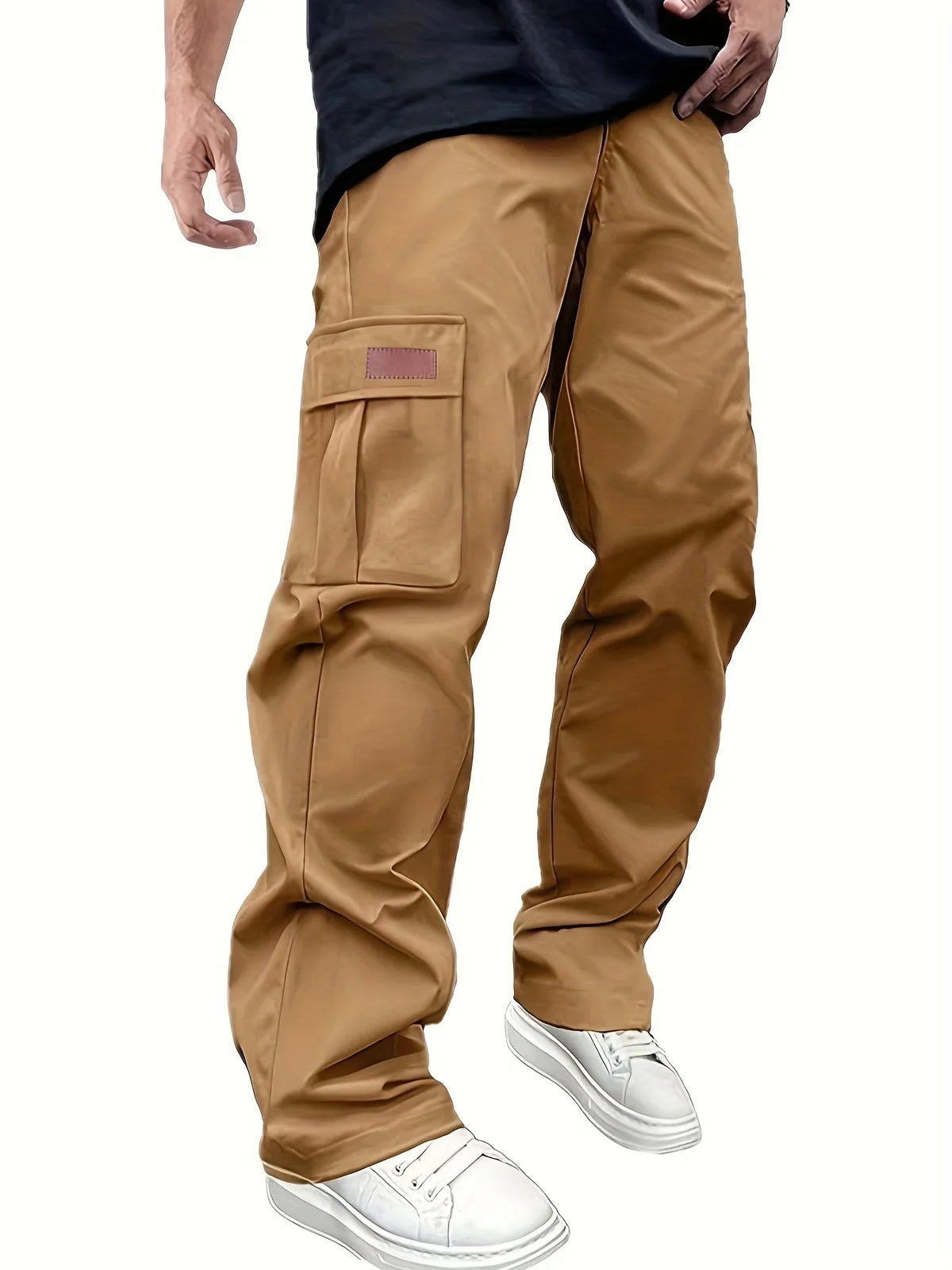 New Men's Workwear Pants, European and American Men's Loose Straight Casual Pants, Men's Workwear Pocket Pants