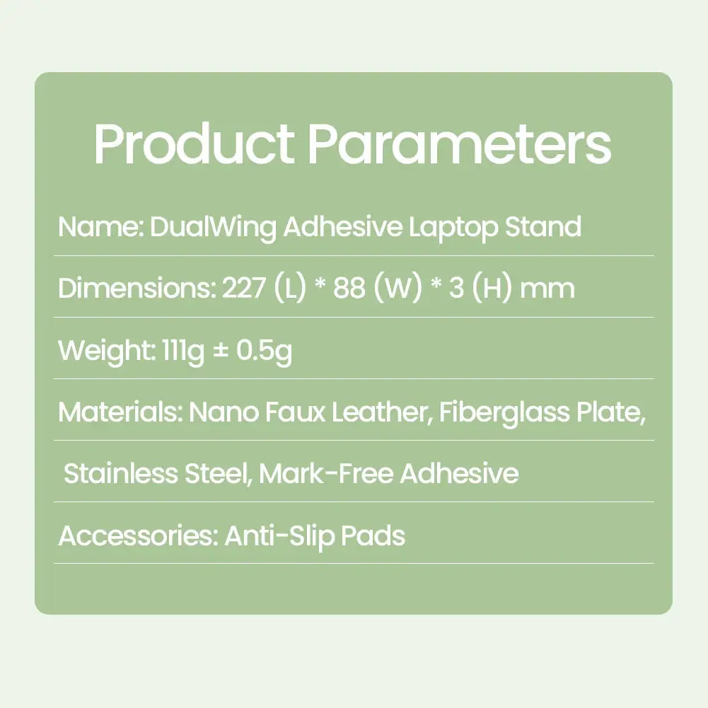 nillkin dualwing adhesive laptop stand made of black nano faux leather stainless steel and fiberglass plate with mark-free adhesive designed as a computer bracket type for secure laptop support