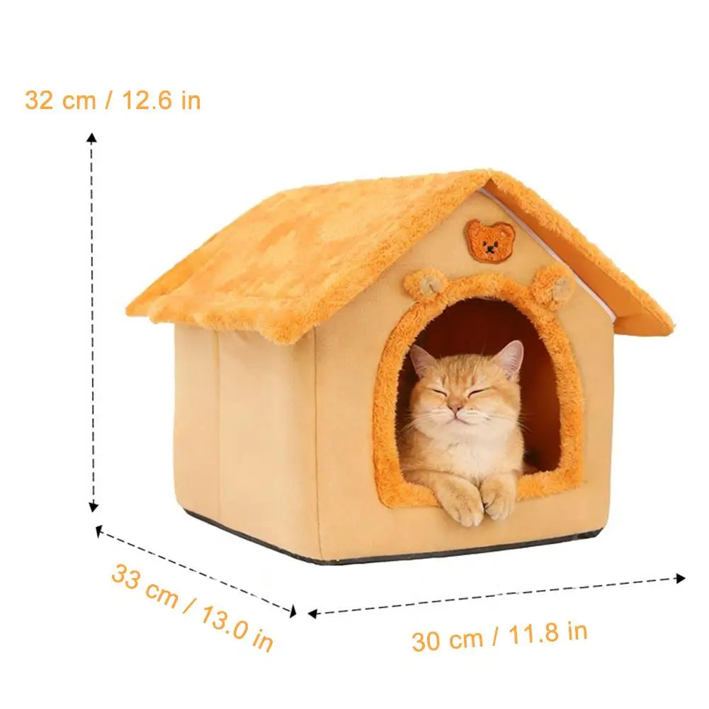House Style Pet Bed for Small Dogs & Cats - All Season Removable Washable Dog House Winter Warm Teddy Bed Pet Supplies