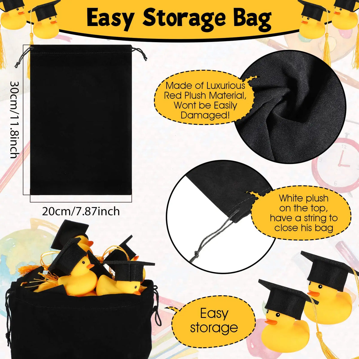 24/48Pcs Graduation Rubber Ducks with Grad Cap Rubber Duck Graduation Party Duck Graduation Cap Duck for Student Graduation