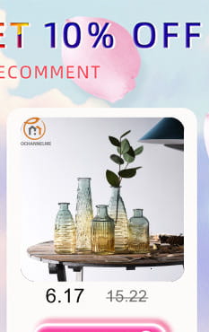 Set of five clear flower glaze glass vases with textured surfaces and greenery inside displayed on a wooden table for home decor.