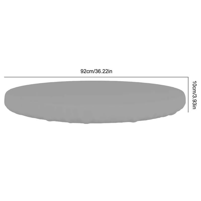 Funda de cojín ovalada impermeable en gris, diseñada para uso en mesa de jardín