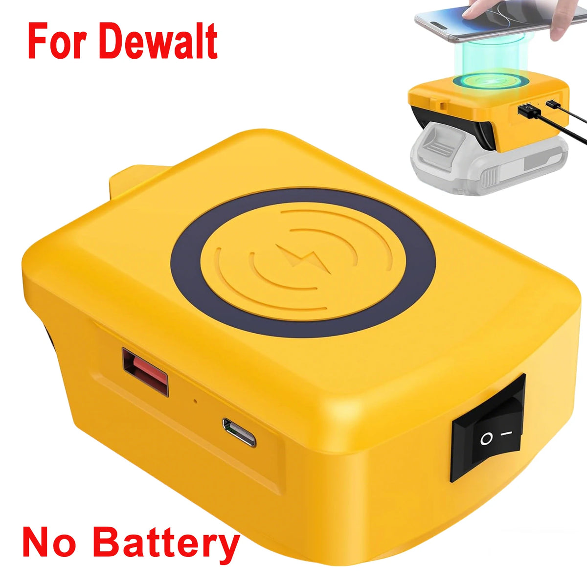 Wireless Charger Adapter For Makita/DeWalt/Milwaukee 18V Battery USB Type C Fast Charging Power Bank Battery Not Included