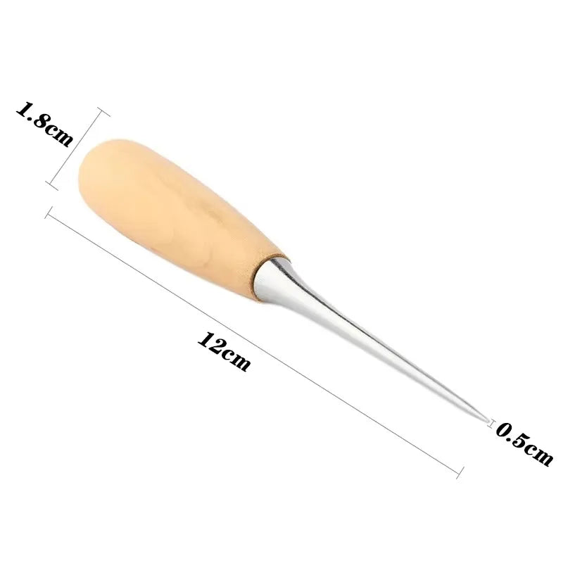 Wooden Handle Beading Awl, Bead Reamer, Leather Hole Punch, Sewing and Felting, Steel and Wood Economy Tools