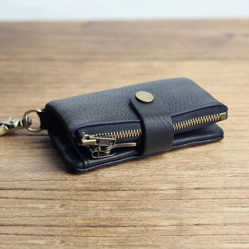 Genuine Leather Key Chain Wallet with Key Ring Cow Leather Wallet with  Key Holder Men Wallet Key Chain
