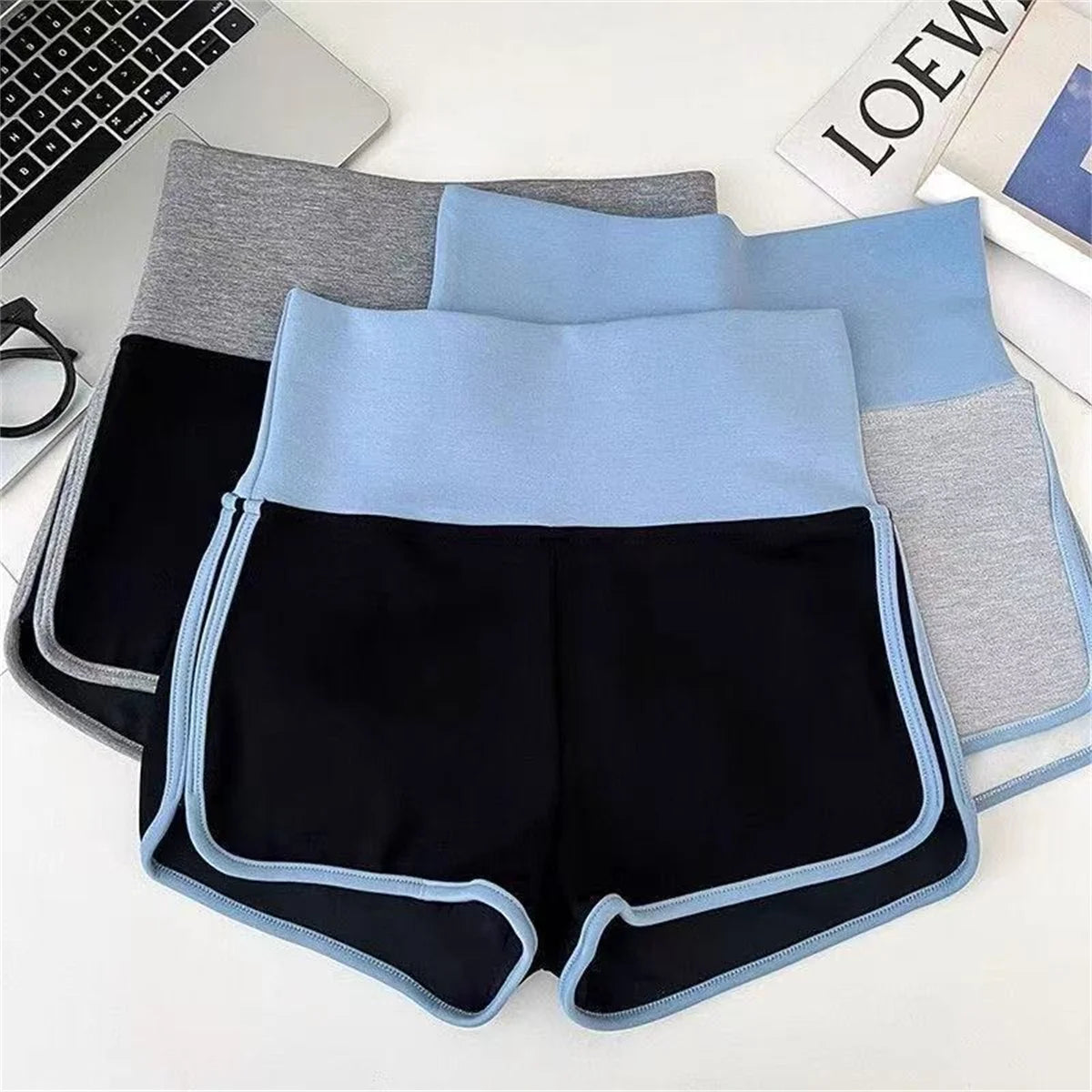 Women Summer Spliced Color Shorts High Waist Korean Sexy Girl Casual Short Pants Lady Fashion Yoga Running Outfit Basic Clothes