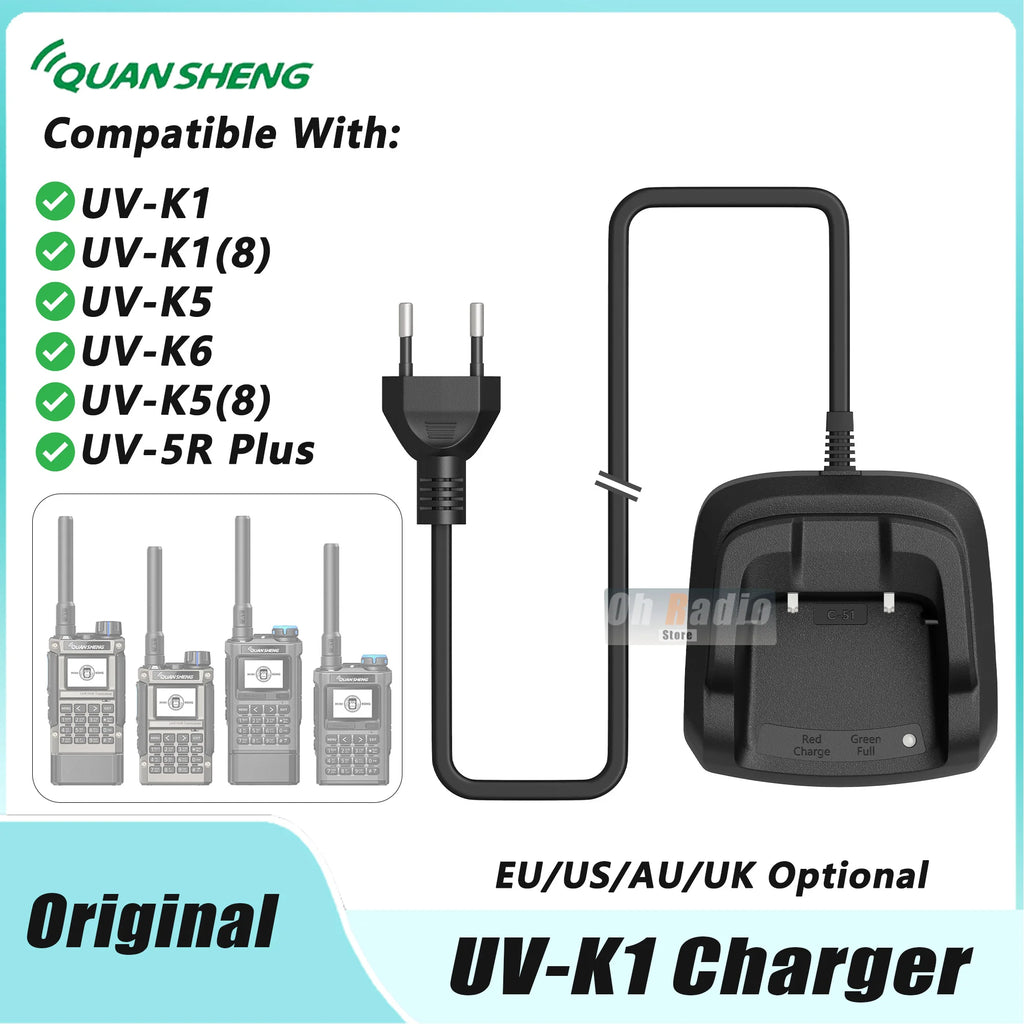 Original Quansheng UV-K1 Desktop Charger UV-K1(8) Battery Charger Fast Charging C-51 Model UV-K5 Charging Base US/EU/UK/AU Plug