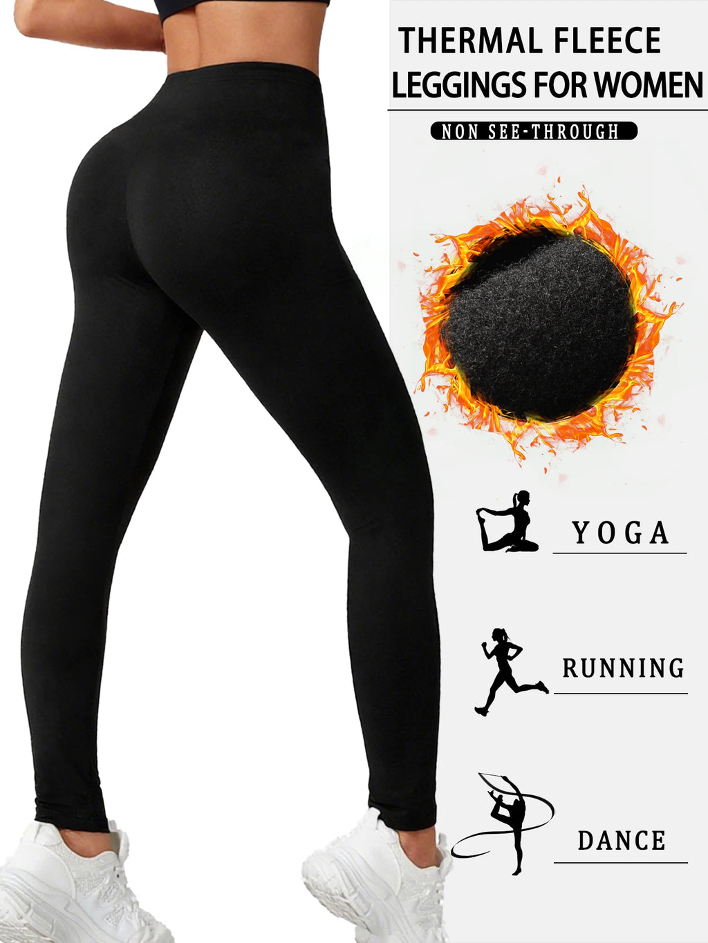 Women's Thermal Fleece Lined Leggings. Super Soft High-Waisted Design Perfect for Yoga, Running and Cold Weather Activities
