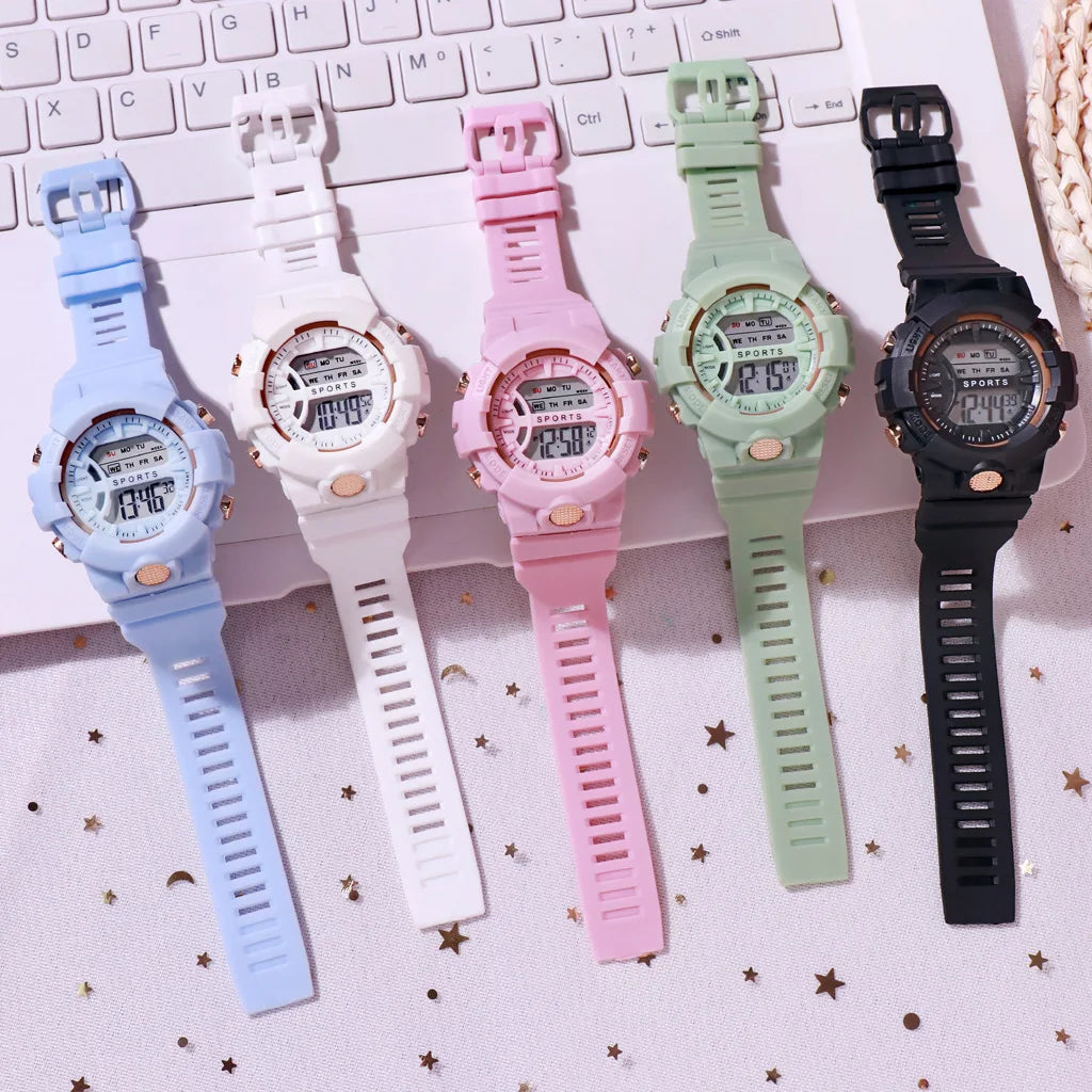 Fashion Electronic Watch for Women and Men, Sports Night Light Couple Watch with Alarm and Timer Functions Boys and Girls Watch