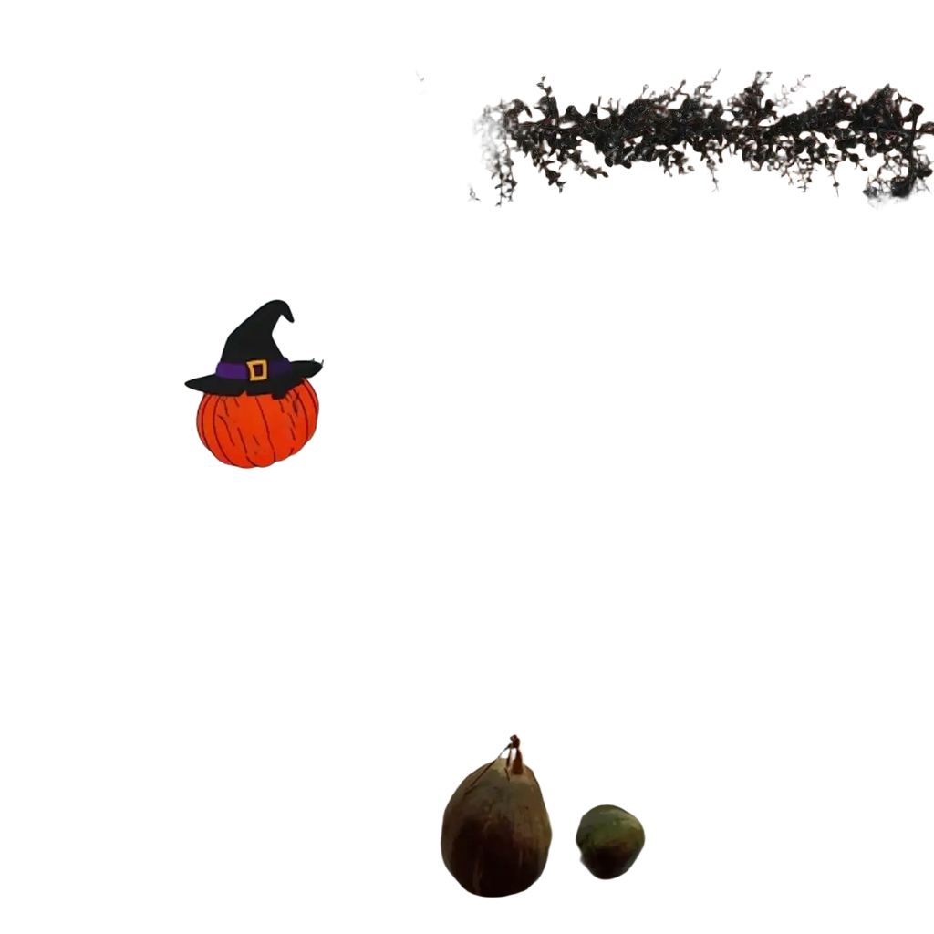 Front view of orange pumpkin shaped halloween window decal with black witch hat and purple band from 70in halloween decorations black garland