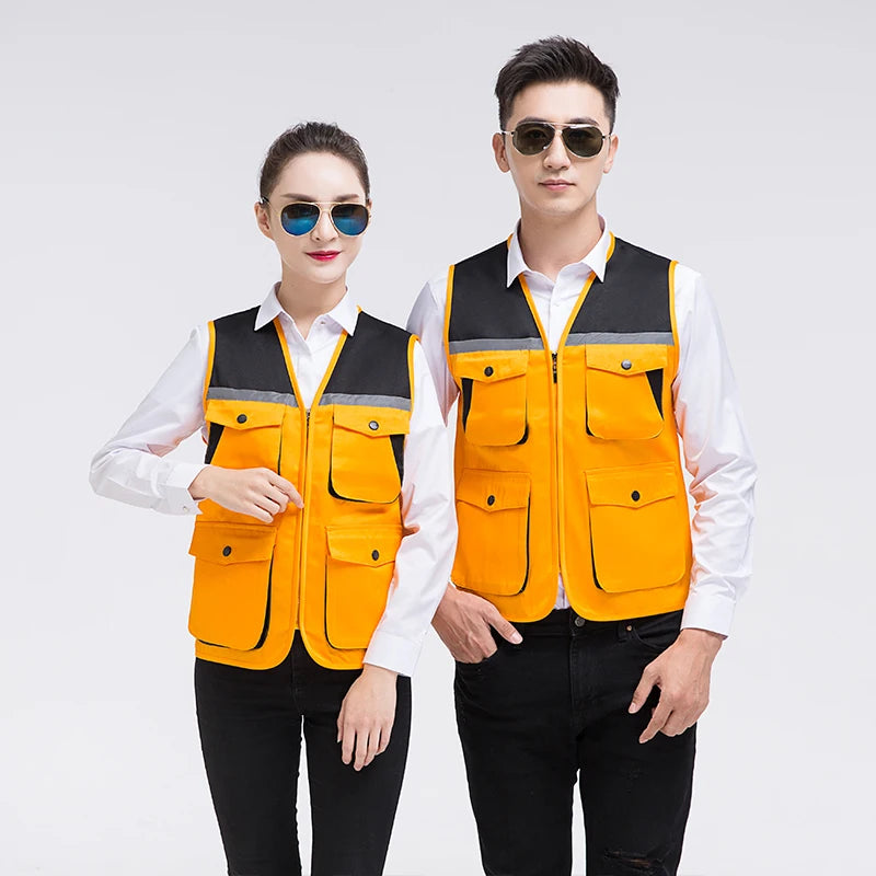 Men's Outdoor Vest Hiking Fishing Hunting Photography Multi-Pockets Multi-Function Maintenance Worker Waistcoat Print Logo