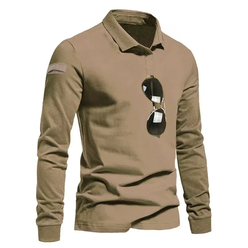 Men's Quick Dry Pullover Long Sleeve Shirts Summer Plus Size Breathable Clothes Tactical Elastic Plain Turn-down T-shirts