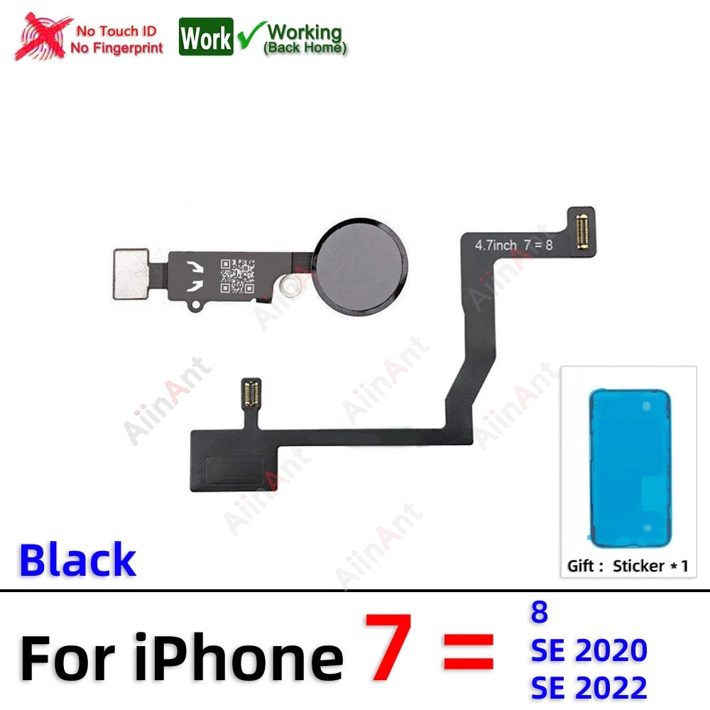 Waterproof Sticker + Flex For iPhone 7 8 6 6s Plus SE 2020 2022 2 3 Return Back Home Button Flex Cable Phone Parts