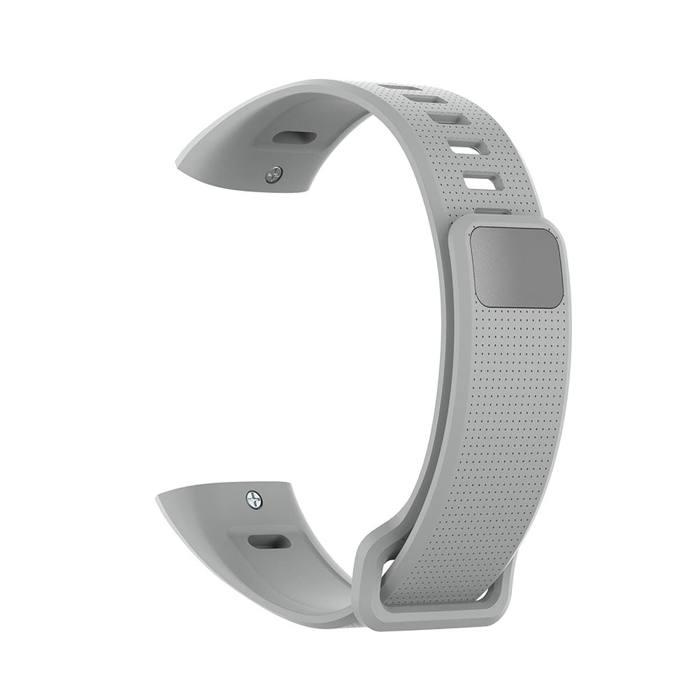 Bracelet en silicone gris perforé, avec un design minimaliste élégant pour le bracelet Huawei Band 2 Pro.