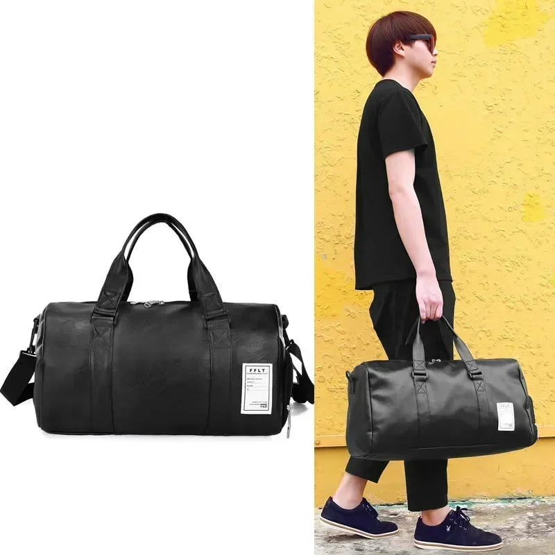 Gym Bag Leather Sports Bags Dry Wet Bags For Men Women  Training for Shoes Fitness Yoga Travel Luggage Shoulder Sport Bag