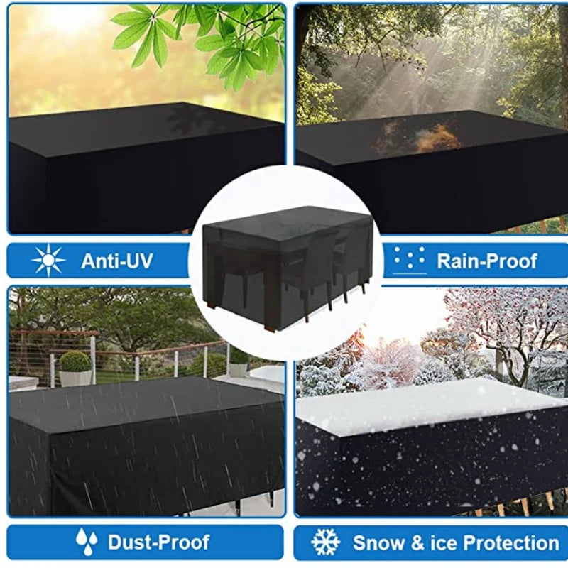 Outdoor Furniture Dust Cover, 210D Oxford Cloth, Black Silver Sofa Cover, Waterproof Cover, Outdoor Patio Furniture Cover