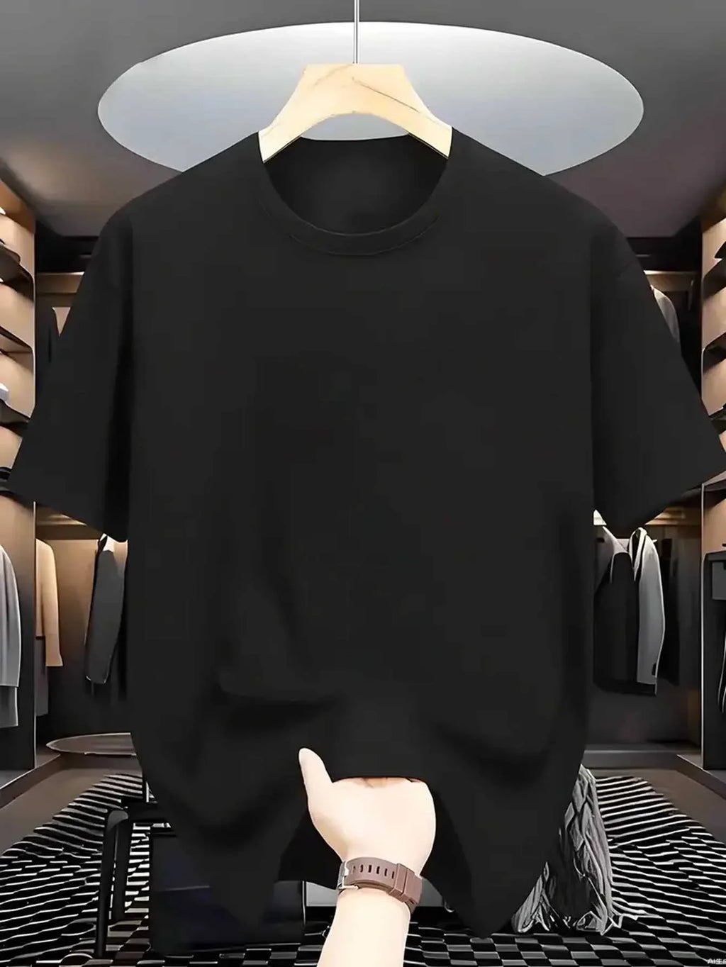 Men's T-Shirts - Soft Breathable Polyester Crewneck Tees in Navy & White, Lightweight Summer Shirts for Everyday & Formal Wear