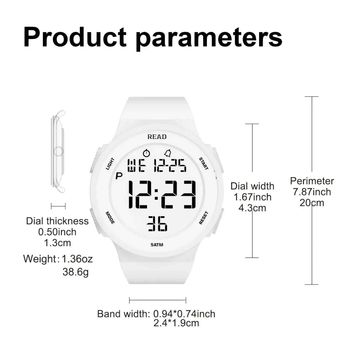 White led digital sports watch for women with a sleek minimalist design and durable silicone strap ideal for waterproof fitness use.