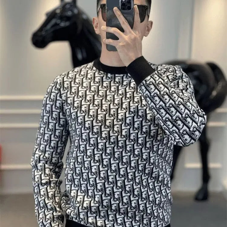 Men's Long Sleeve O Neck Pullover Sweater Slim Fit Knit Sweaters Lightweight Dress Casual Sweater Business Solid Color Outwear