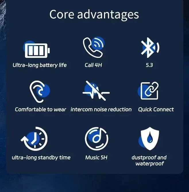 充電ケースとマイク付きの、洗練されたブラックのワイヤレスイヤホン。Bluetooth 5.3、超長時間バッテリー寿命、ノイズリダクションを備え、優れたワイヤレスヘッドホン体験を実現します。