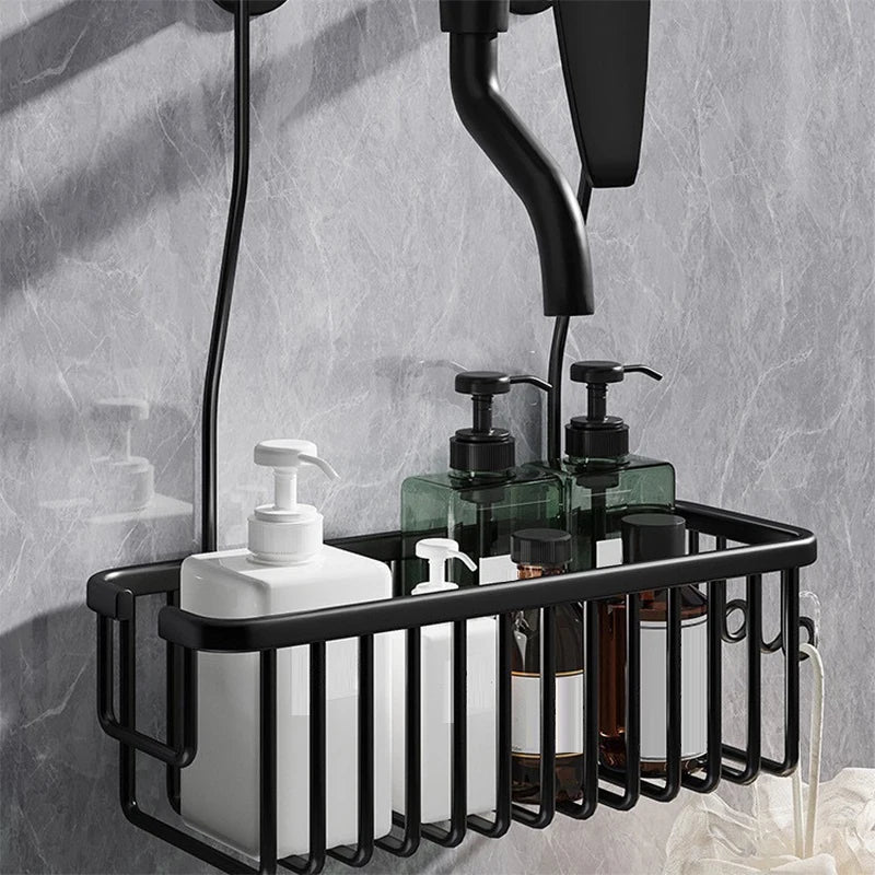Aluminum Bathroom Shelf - Adjustable Shower Storage Organizer with Rustproof Shampoo Holder & Bath Basket Accessories