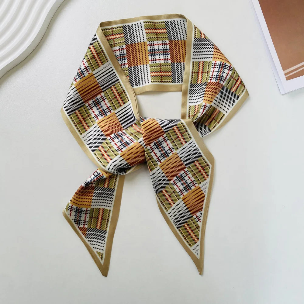 Hot sales Women Scarf lady Wraps Elegant Floral Dot Spring Summer silk scarves square Head Neck Hair Tie Band Neckerchief skinny