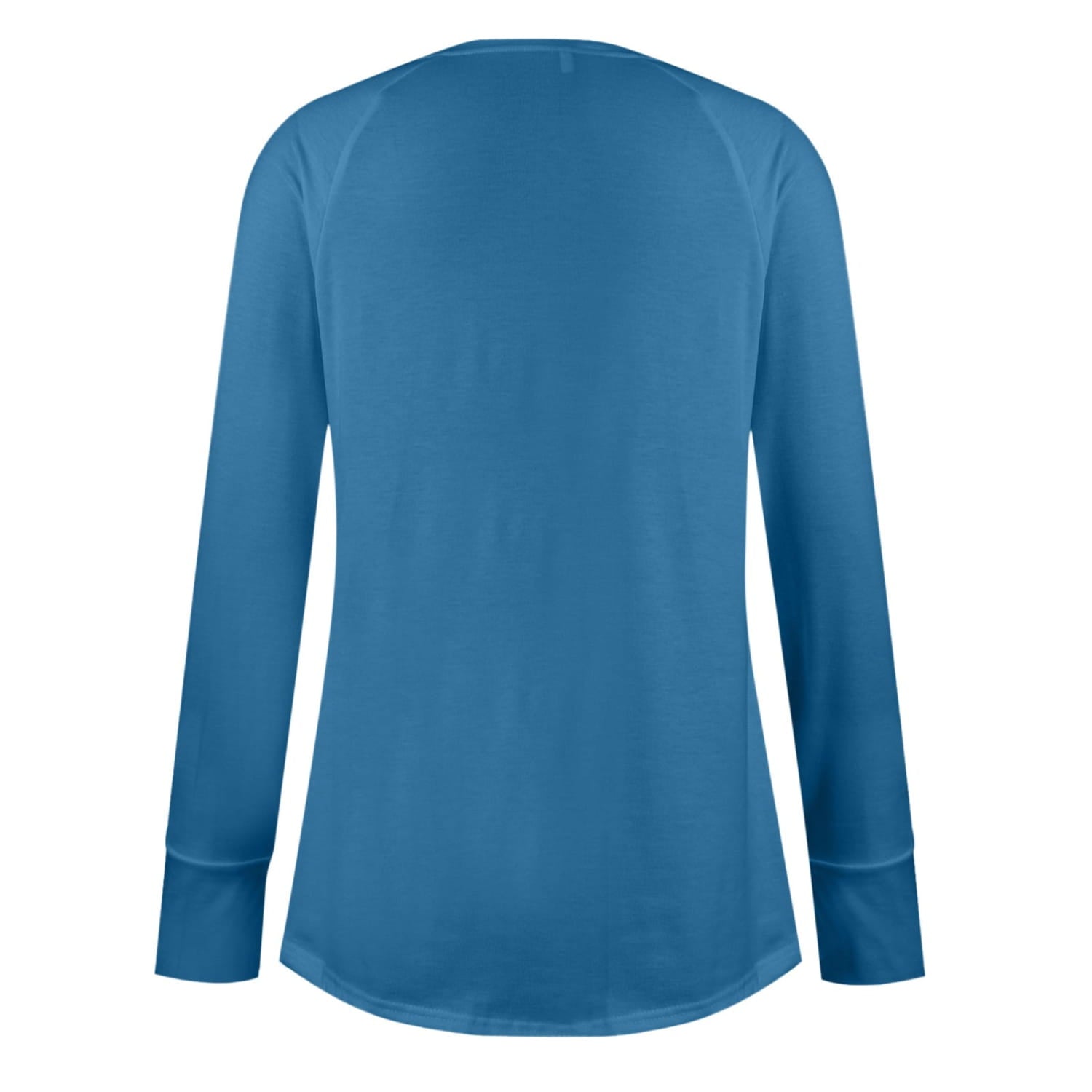 Women long sleeve cotton tunic top in sleek blue with smooth fabric and subtle seam detailing featuring long sleeve design.