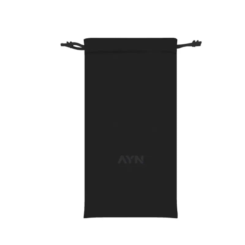 black fabric drawstring pouch with subtle ayn branding for the ayn odin 3 tpu grip protective shell and case