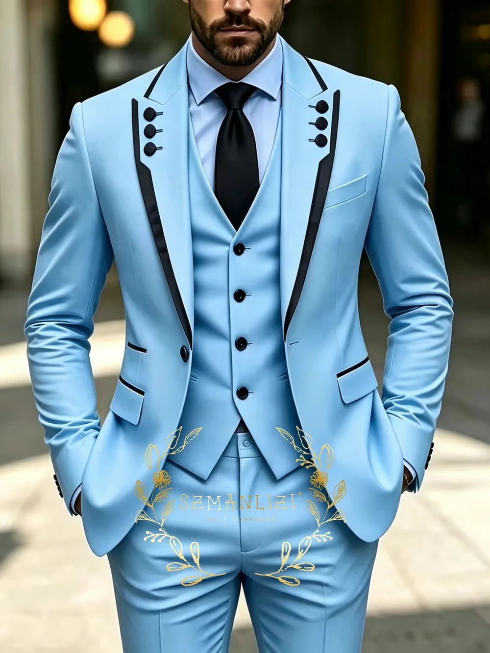 Classic Brown Business Suits For Men Slim Fit 3 Pieces Groomsmen Suit Male Party Formal Wedding Tuxedos Jacket+Vest+Pants
