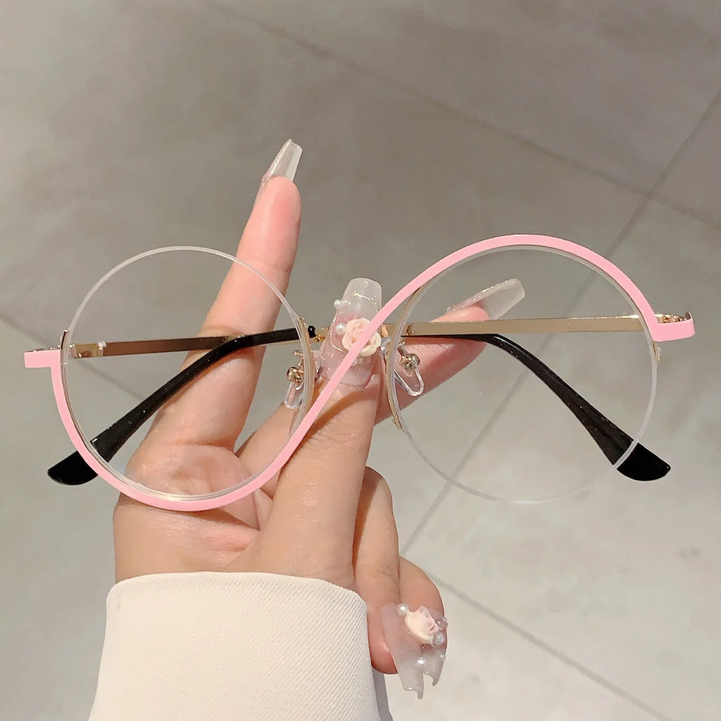 Oversized Sunglasses Anti-Slip Retro Sun Glasses Uv400 Eyewear Half-Frame Round Frame Sunglasses For Driving Fashionable Outfits