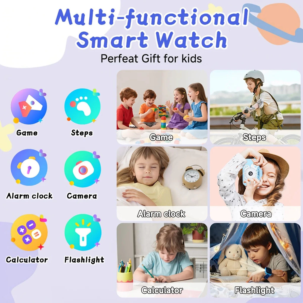 LAXASFIT Kids Smart Watch 1.88" HD Photo Album Watch Faces Educational Games Alarm Reminder Camera Calendar for Boys Girls