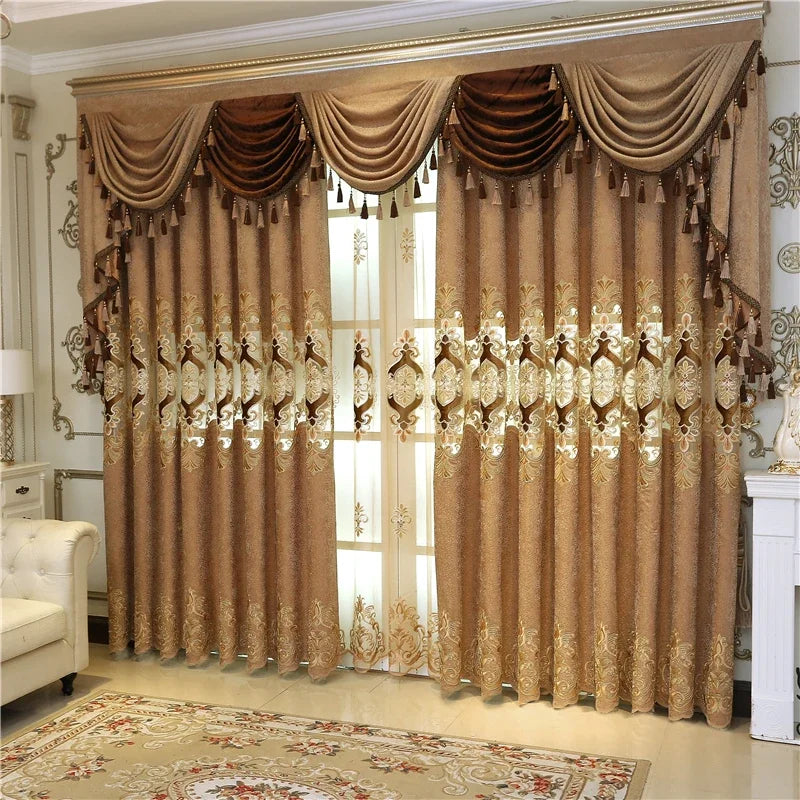 High Quality Customized Elegant Decorative Embroidered Curtains For Bedroom European-Style Luxury Villa Curtains For Living Room