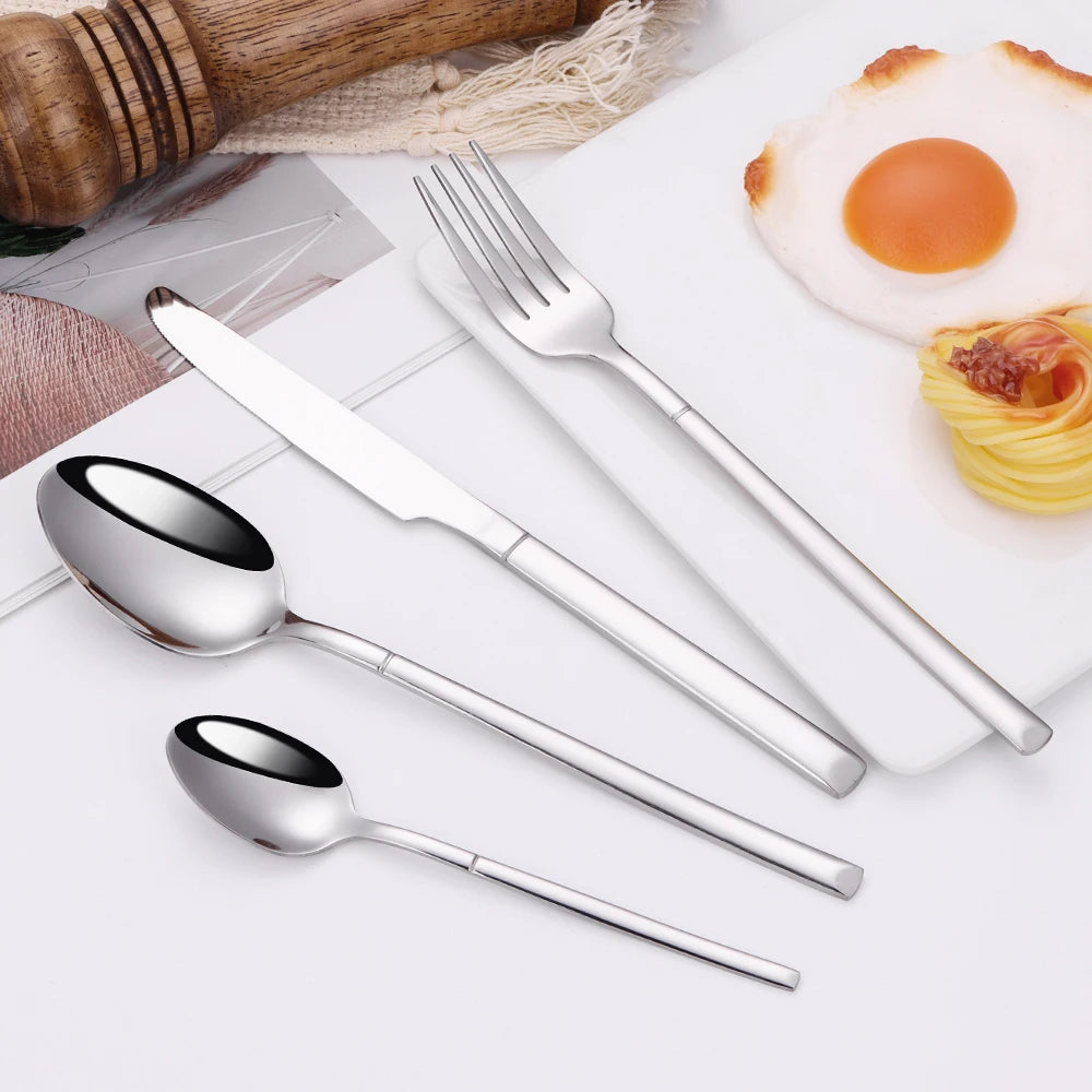 4/6/16/24 Pieces Cutlery Set Stainless Steel Thin Tableware Mirror Elegant Knife Fork Spoon Western Dinner Set Sliverware
