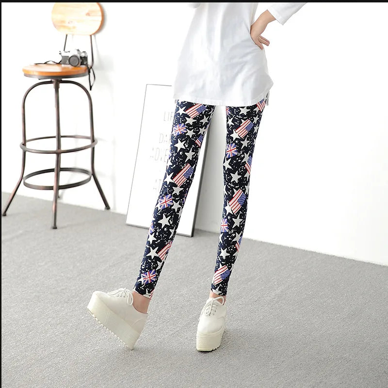Women Charm Leggings New fashion Pattern Workout Jeggings Best Ladies Elastic Flower Pants