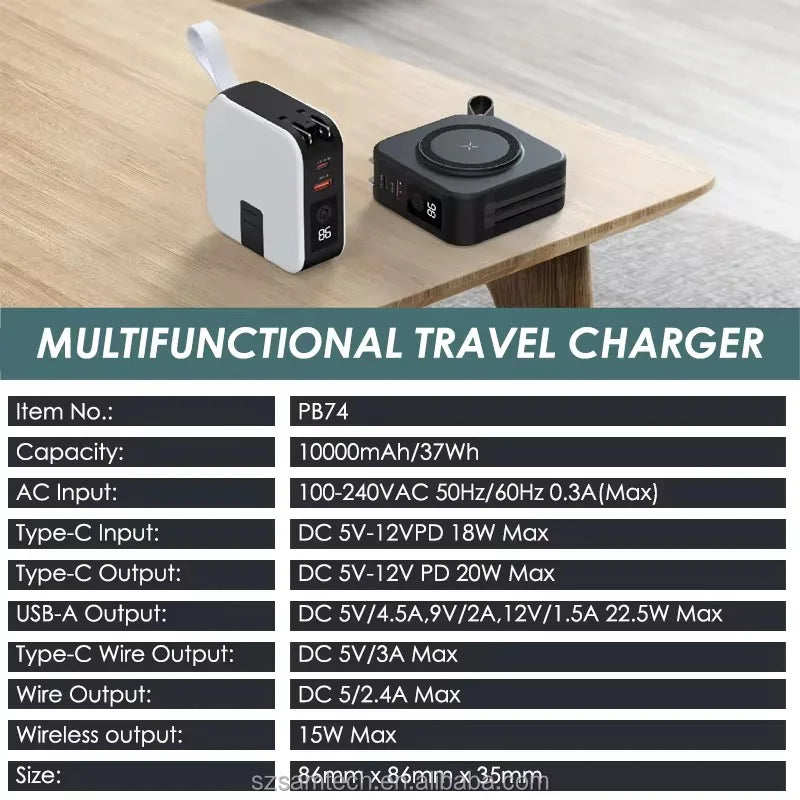 Wireless Powerbank Magnetic with Plug Cable Fast Charging Ugreen for IPhone15P External Spare Mobile Camping Qi2 3in1 Charger