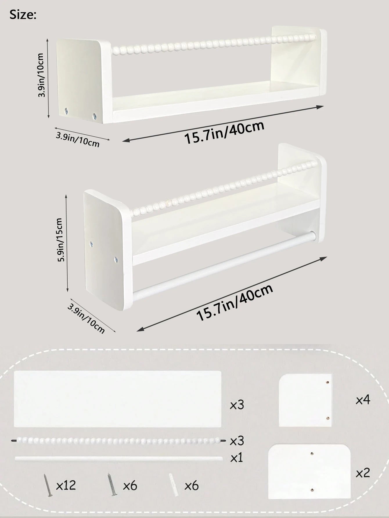 Nursery Book Shelves ,15.7 Inch Wood Floating Bookshelves for Wall Set of 3, Baby Kids Decor, Solid Wood Wall Mounted Shelves