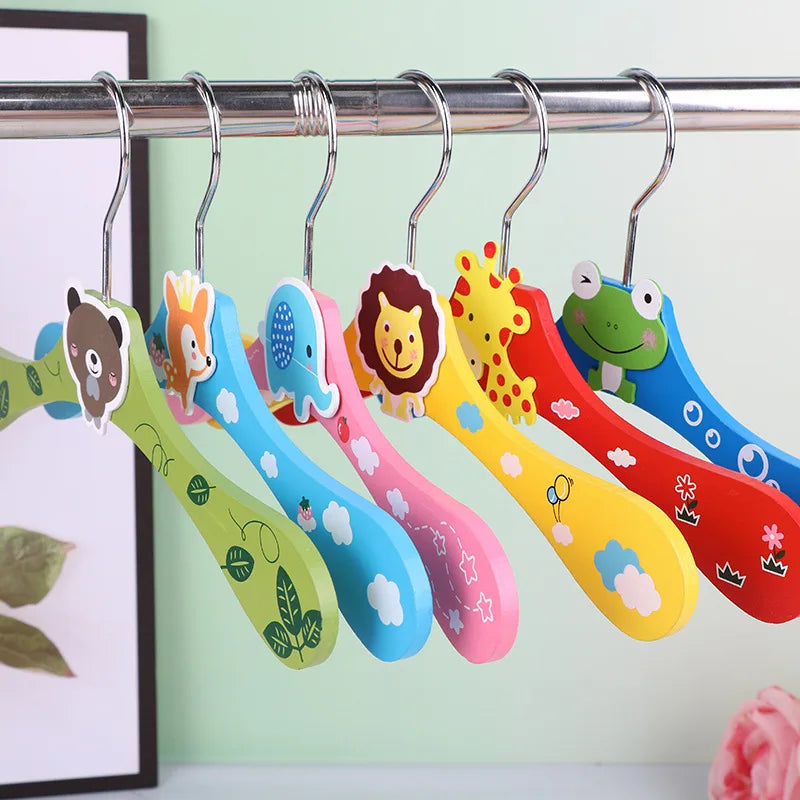 Cartoon Wooden Baby Clothes Hangers,Closet Costume Rack,Mini Kids Toddler Closet Organizer Room Decor for Children Present