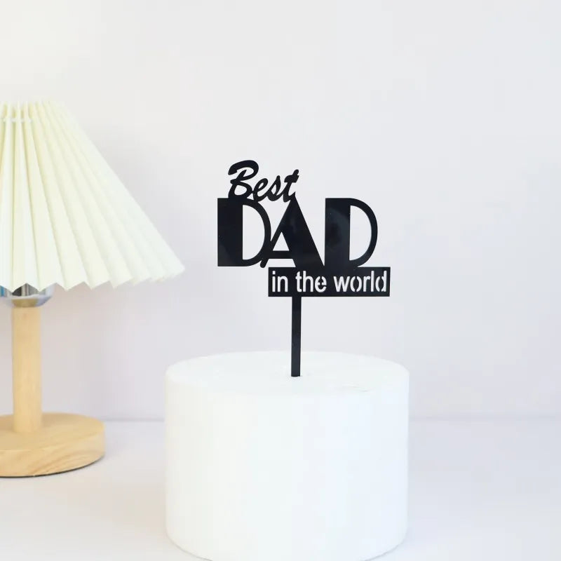 2023 New Father's Day Birthday Cake Topper Black Beer Super Dad Acrylic Cake Toppers Gift Father's Day Party Dessert Decoration