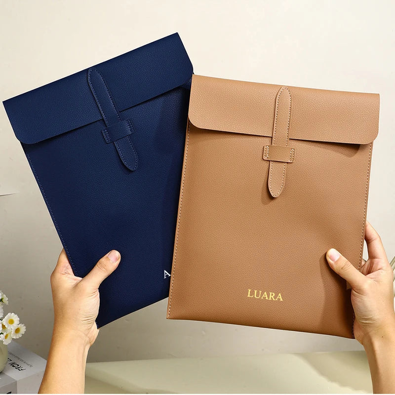 Business Office Leather Personalized Document Bag A4 Paper 13 Inch Laptop Bag Custom Name Luxury Wholesale Versatile Storage Bag