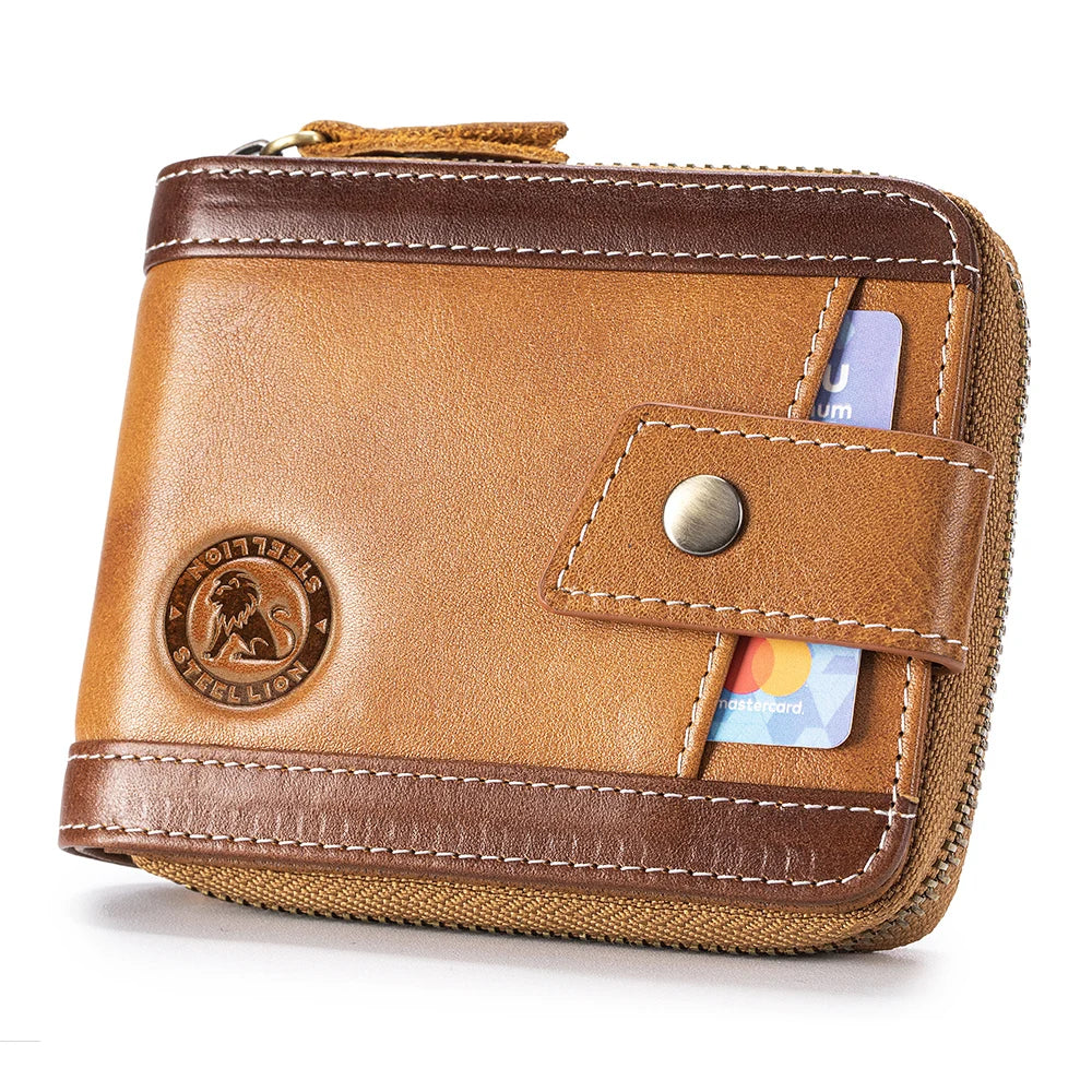 Leather wallet, men's leather coin purse, multi slot with photo album window, anti-theft brush, perfect gift item