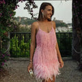 Party Dress Evening Luxury Women Clothes Tassel Fringed Sexy Bodycon Dress Club Outfits Vestidos Pink black red