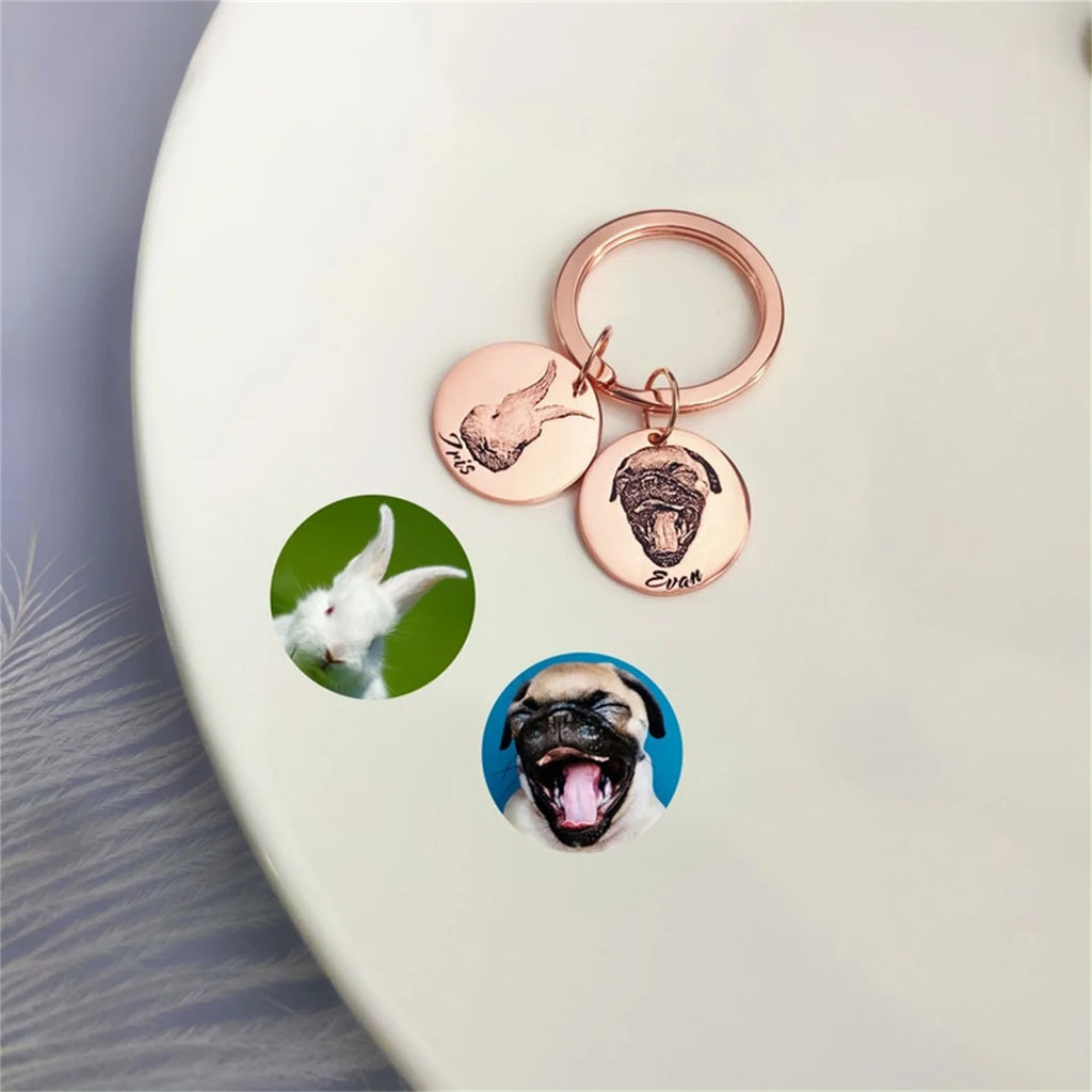 Personalized Pet Portrait Keychain Picture Keychains Pet Lovers Gift Personalized Dog Keychain Custom Keychain Custom Pet Gifts