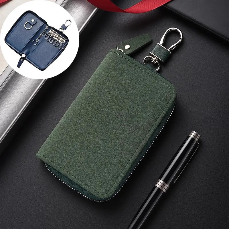 New Leather Keychain Men Women Key Holder Organizer Pouch Large Capacity Car Key Wallet Housekeeper Key Case Mini Card Bag
