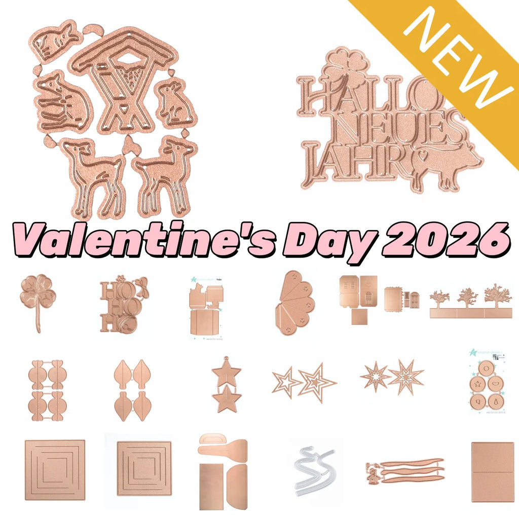 Valentine's Day 2026 Cloverleaf Flower Winter Animals New Year Cake Box Tree Metal Cutting Dies for DIY Scrapbook Craft December