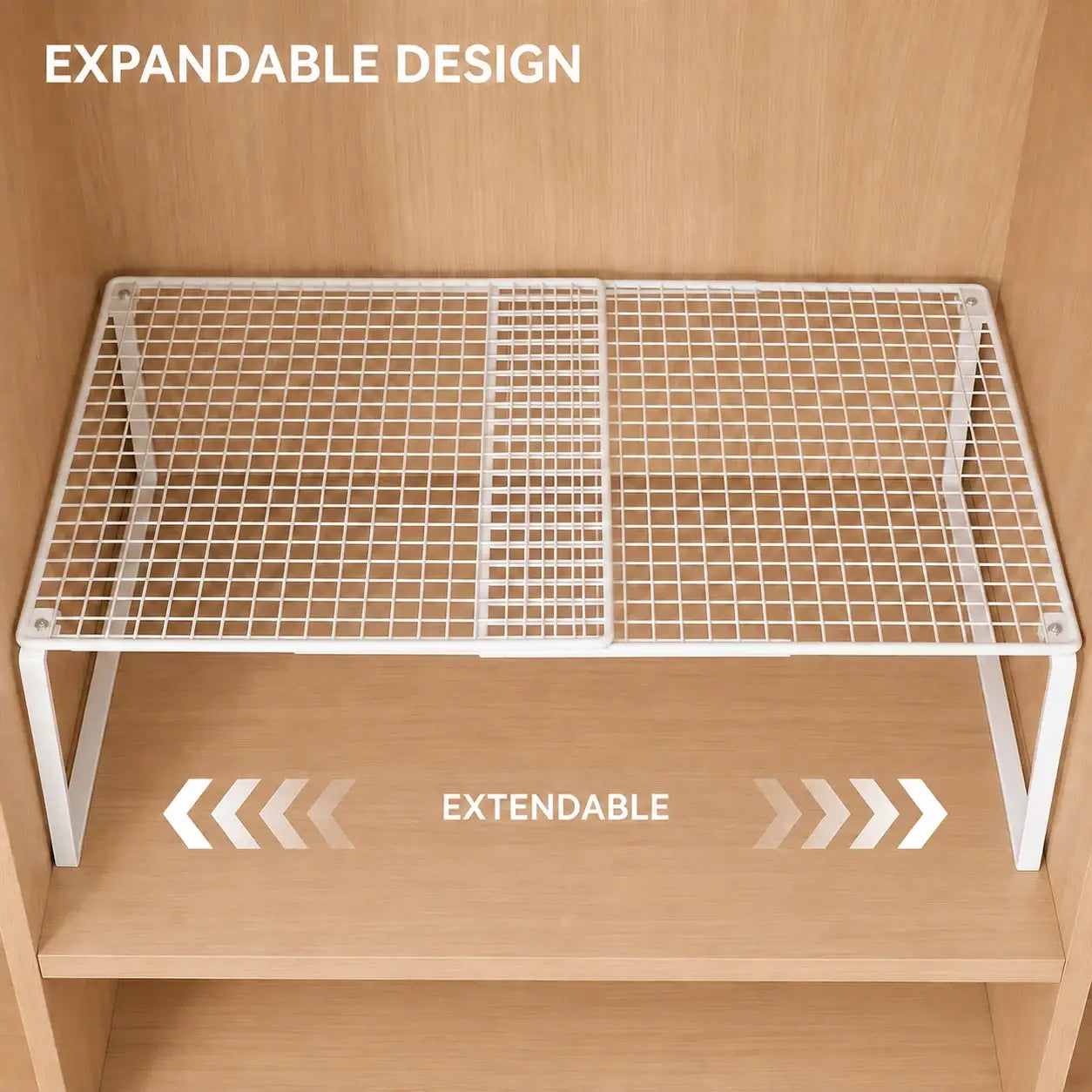 Étagère en fil de métal blanc avec conception extensible pour l’organisation de l’armoire, en matériau de maille blanche