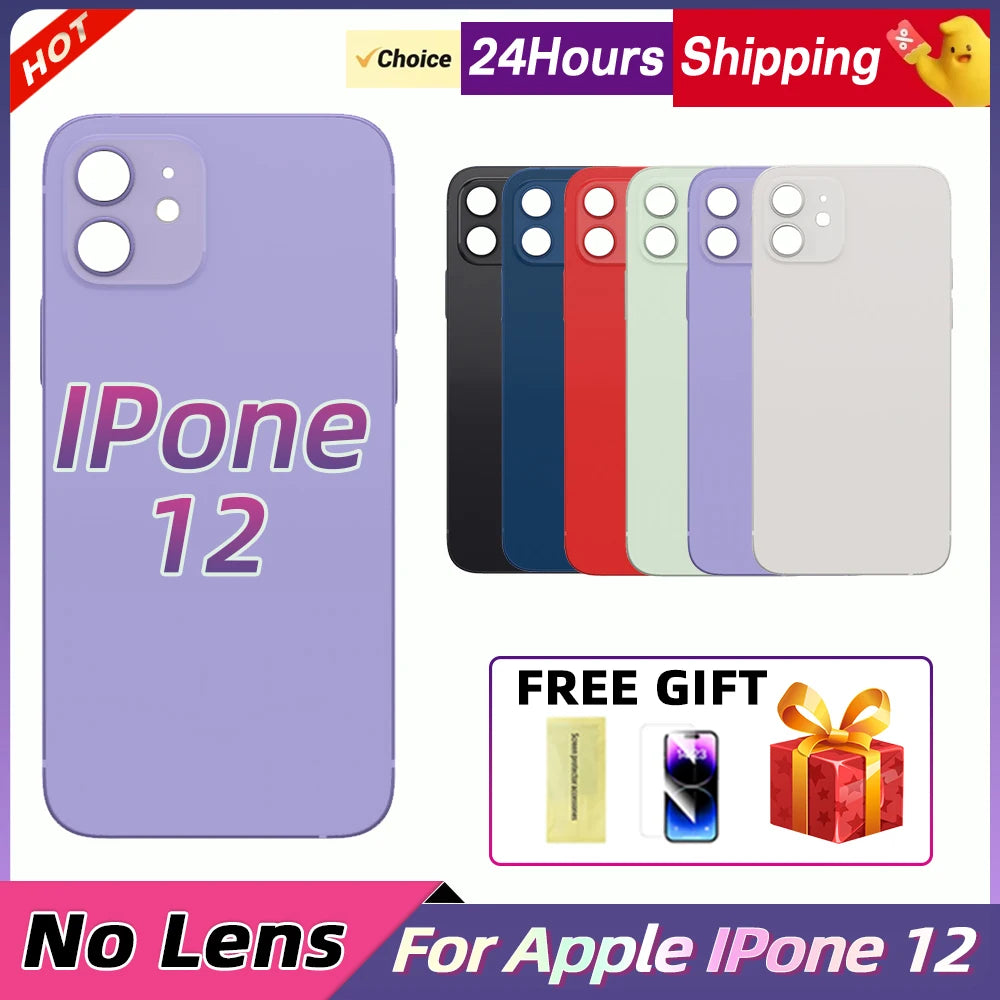 New Back Cover for iPhone 12 Battery Cover Door Housing Replacement Part, for No Lens Bettery Back Cover Case
