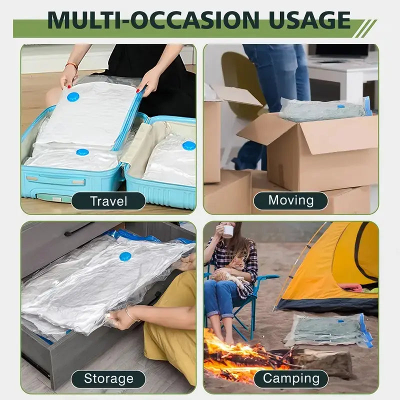 3/6/9-pc New Vacuum Storage Bags W/ Electric Pump. Space-Saving Bags Compress Quilts/Blankets, Seal Clothes. 80% Space-Saving Va